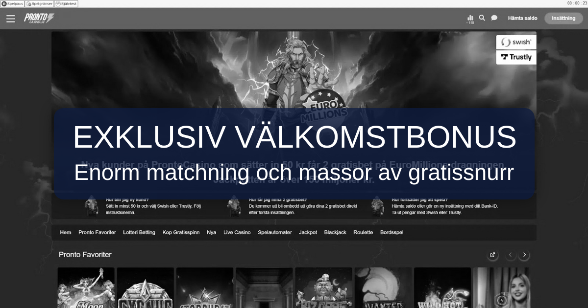 Välkommen till Pronto Casino